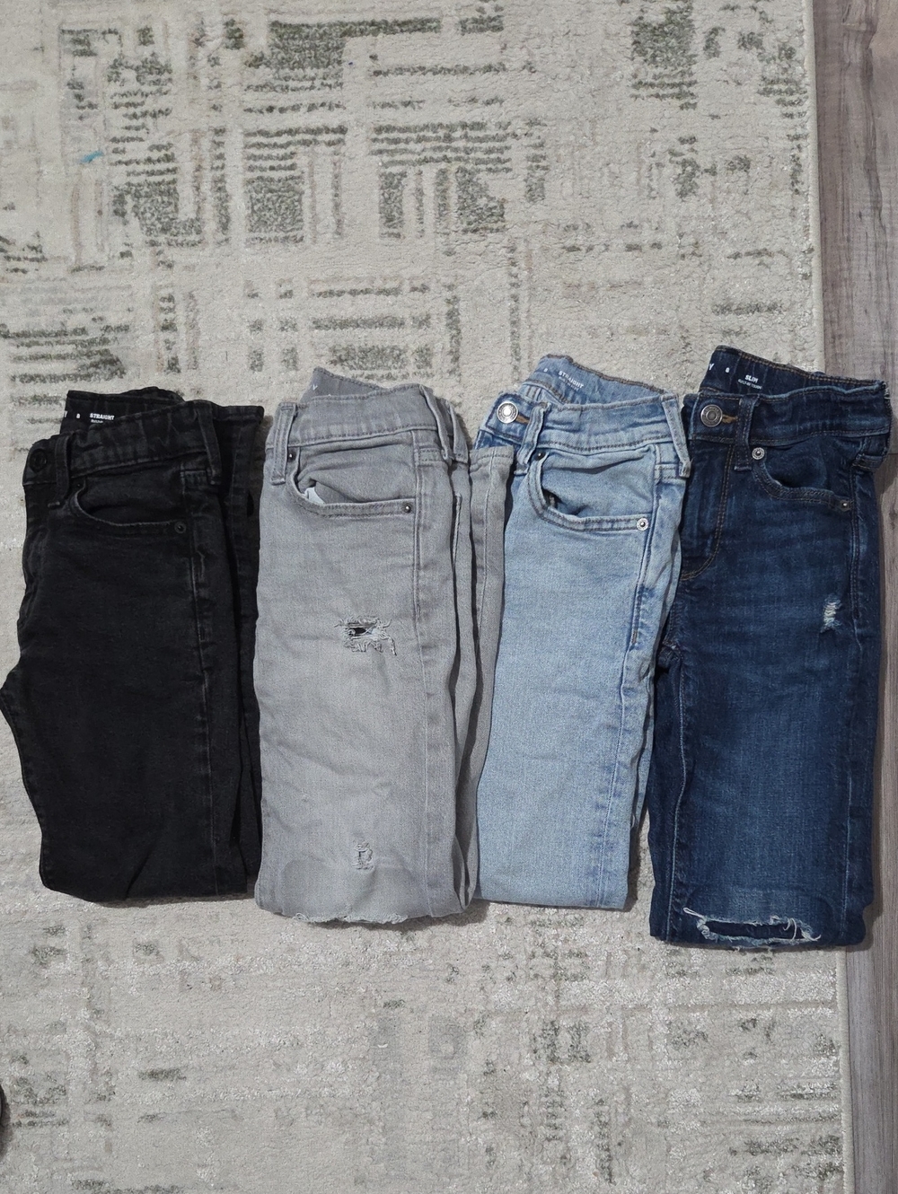 Set of Boys Jeans - Black, Light Gray, Light Blue, Dark Blue